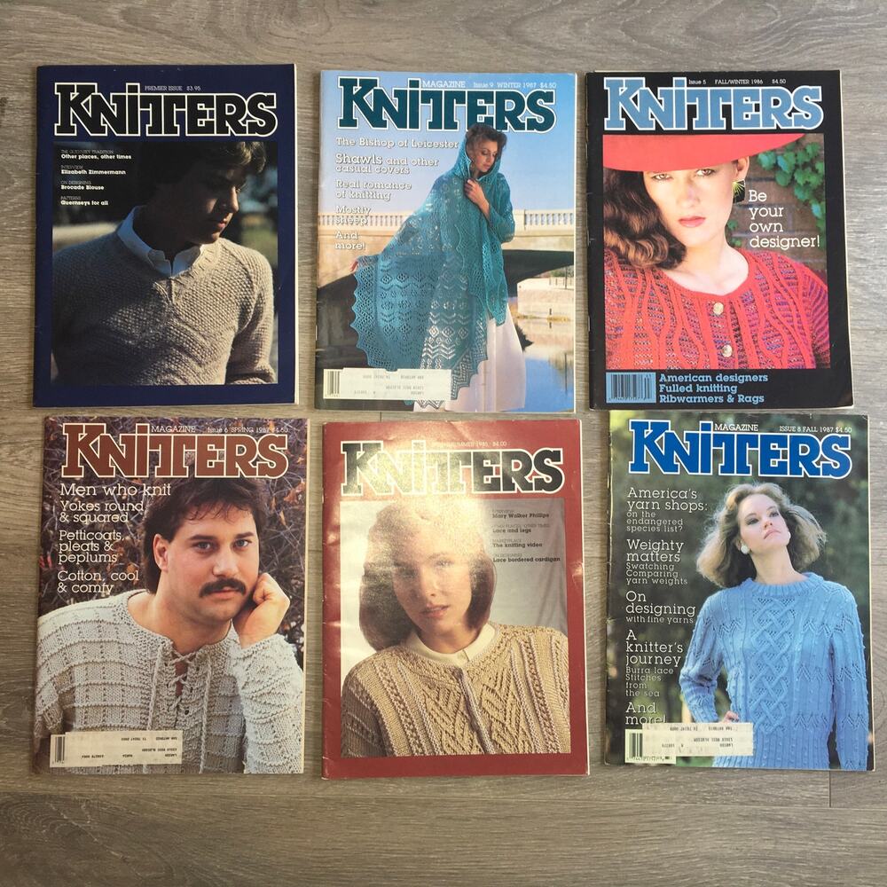 Knitter's Knitting Pattern Magazine LOT OF 6 Sweater Shawl Afghan Handmade 80s